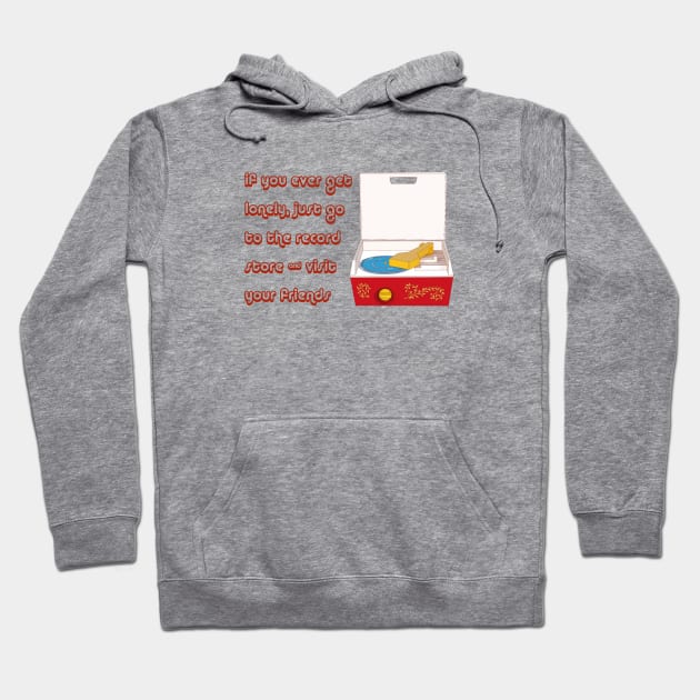 Visit your friends at the Record Store Hoodie by Chic and Geeks